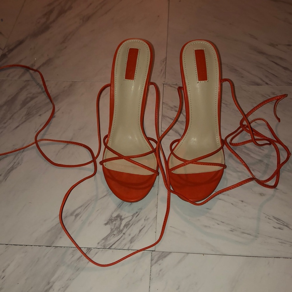 Brand new Orange Lace up heels size 7